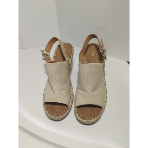 Women's Toms Monica Slingback Wedge, Size 9- Tan/Cream - Picture 1 of 6